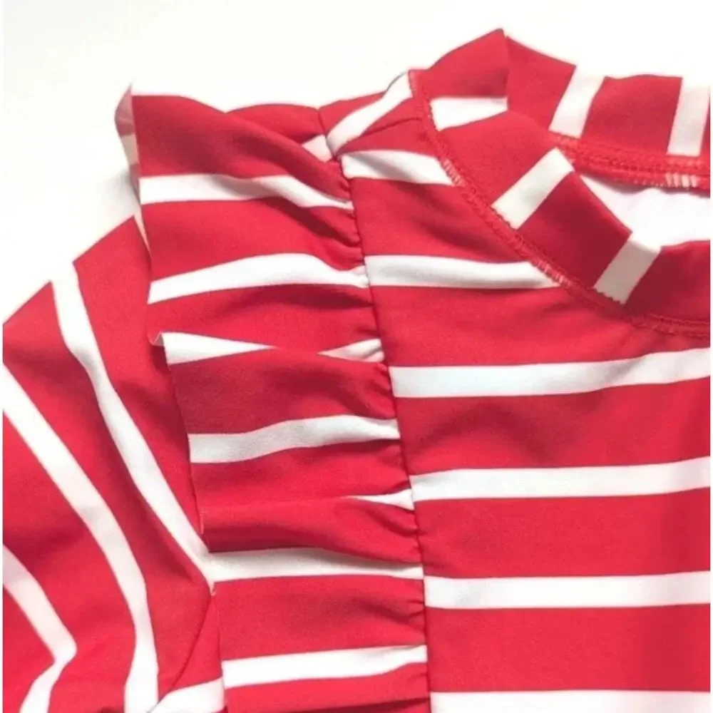 Tommy Hilfiger Chambray Red White & Blue Flutter Sleeve Dress Size 6/9 months